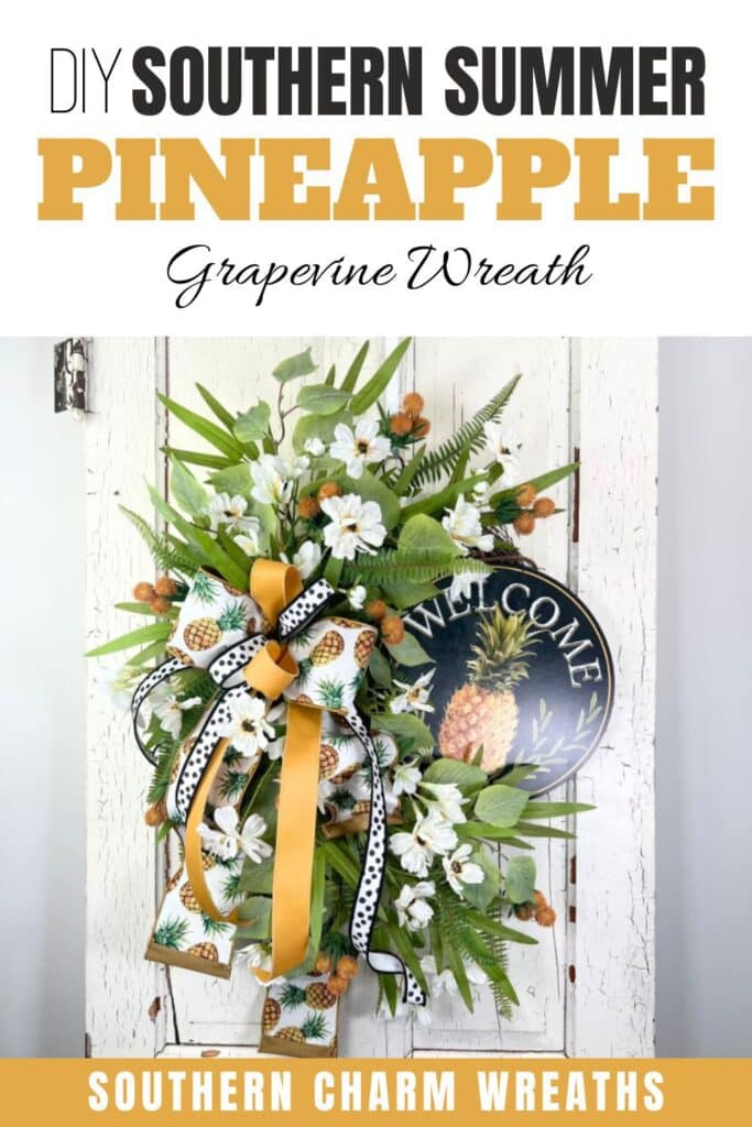 pinterest image for southern summer pineapple wreath