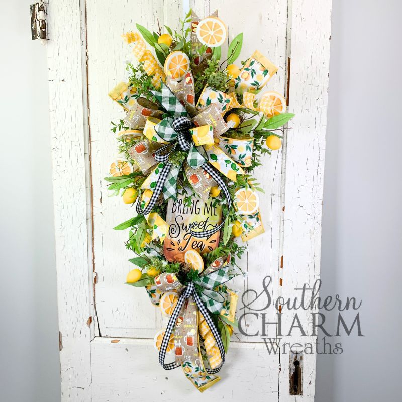 summer wreath swag with sweet tea and lemon design