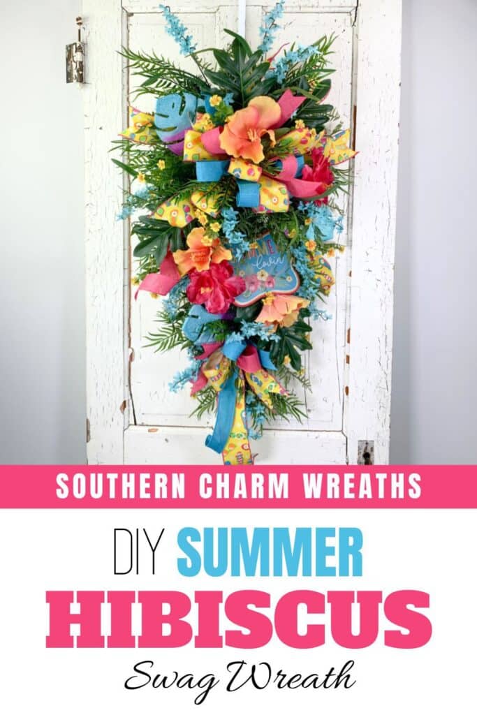 diy summer hibiscus swag wreath pin
