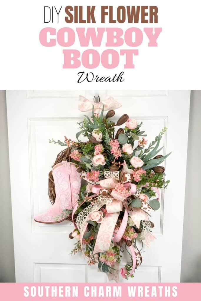 DIY silk flower cowboy boot wreath pin