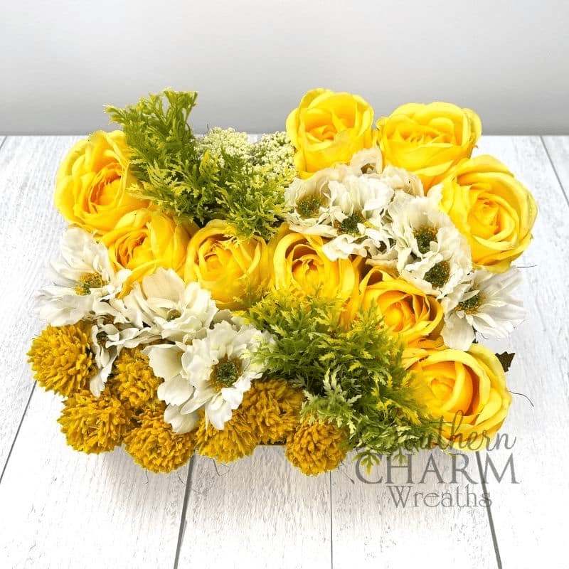 yellow roses in a summer arrangement