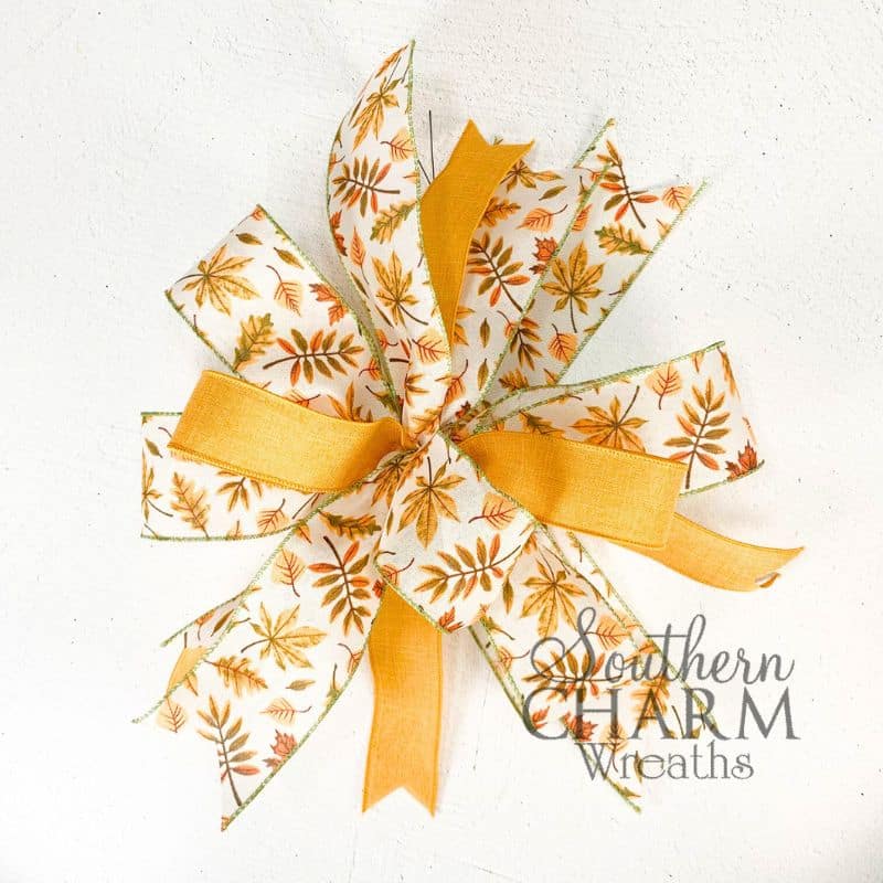 fall leaf bow on white background