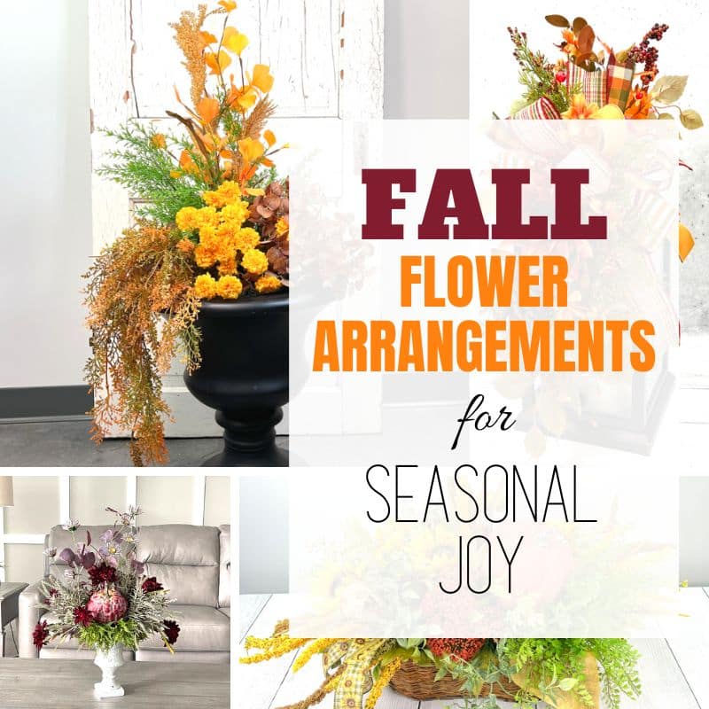 four fall floral arrangements with text overlay