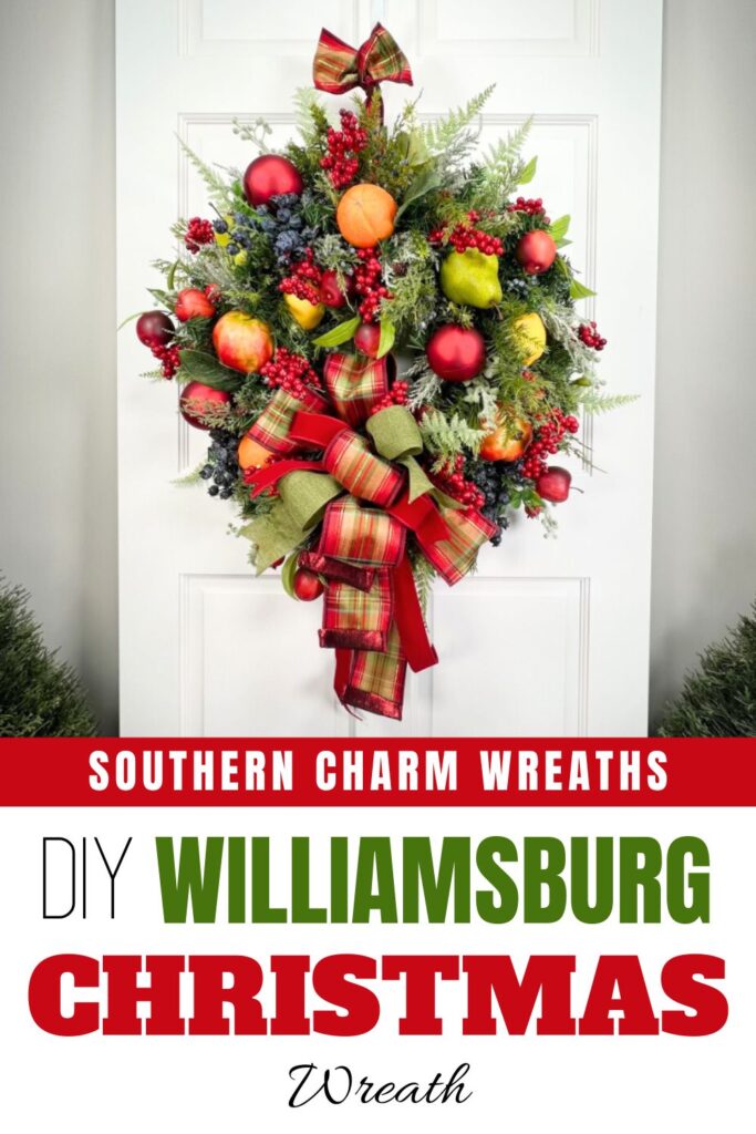 williamsburg style christmas wreath on white door pinterest pin