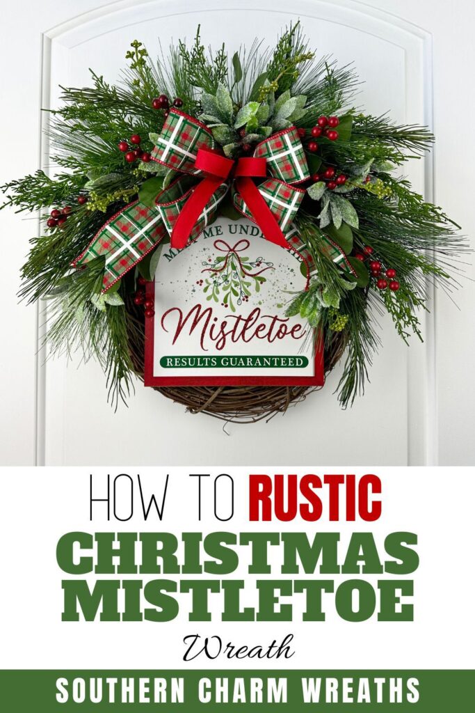 How to rustic Christmas mistletoe wreath pin