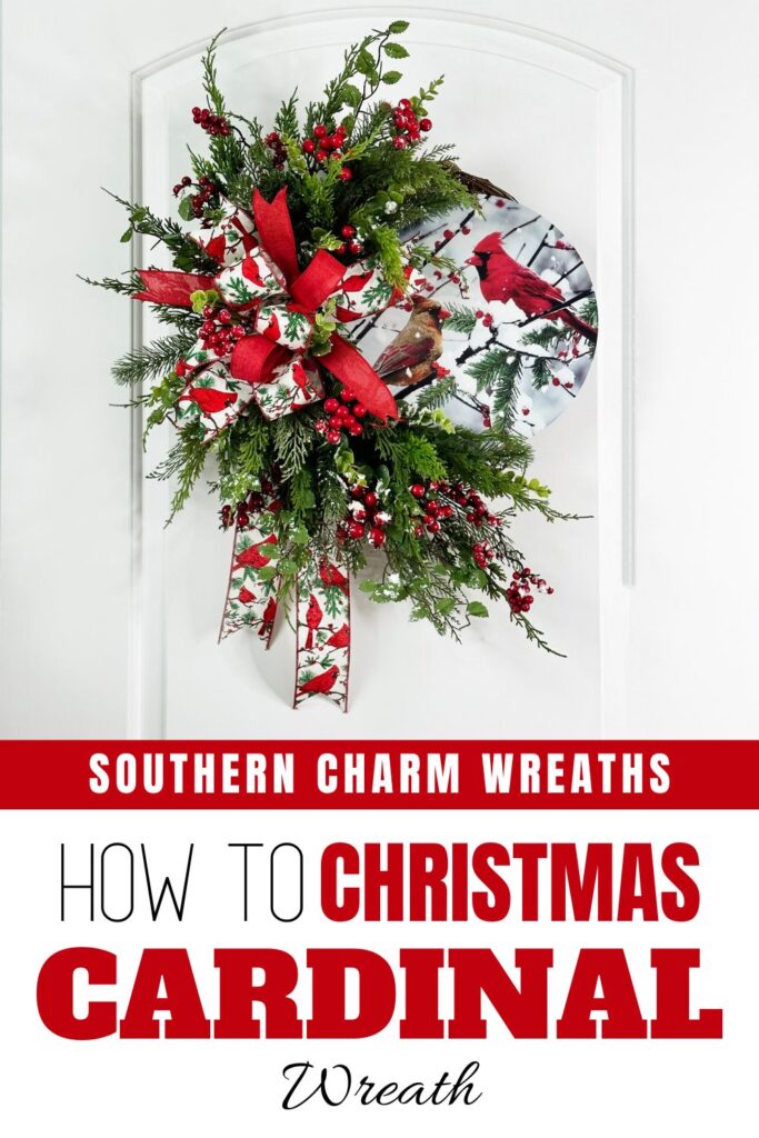 How to Christmas cardinal wreath pin