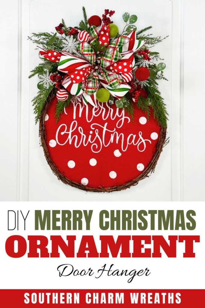 DIY Merry Christmas ornament door hanger pin