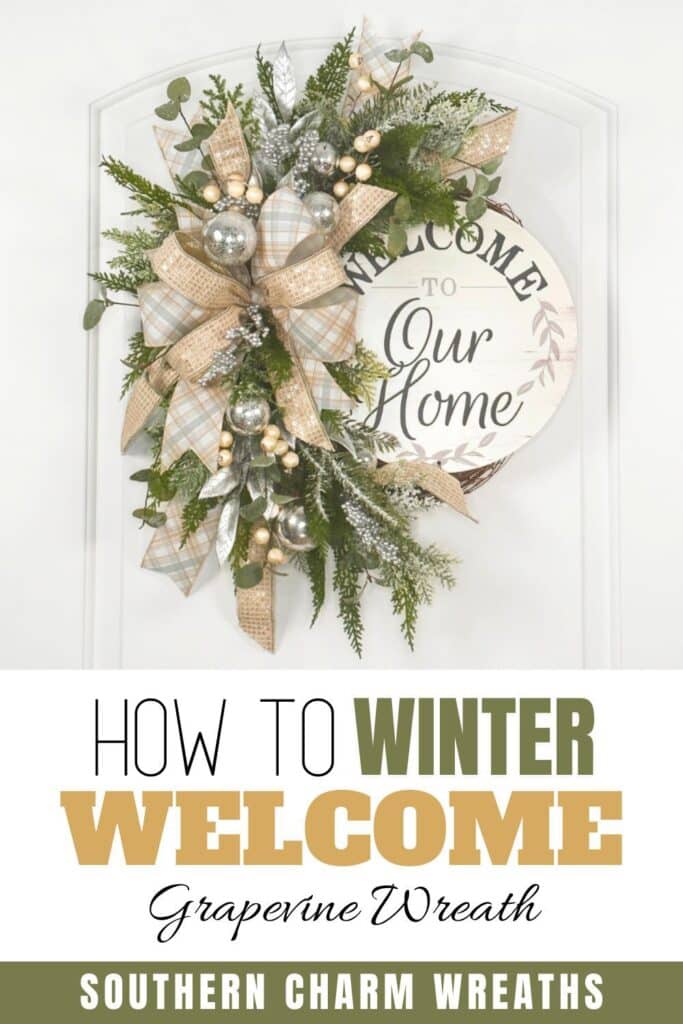 how to winter welcome grapevine wreath pin