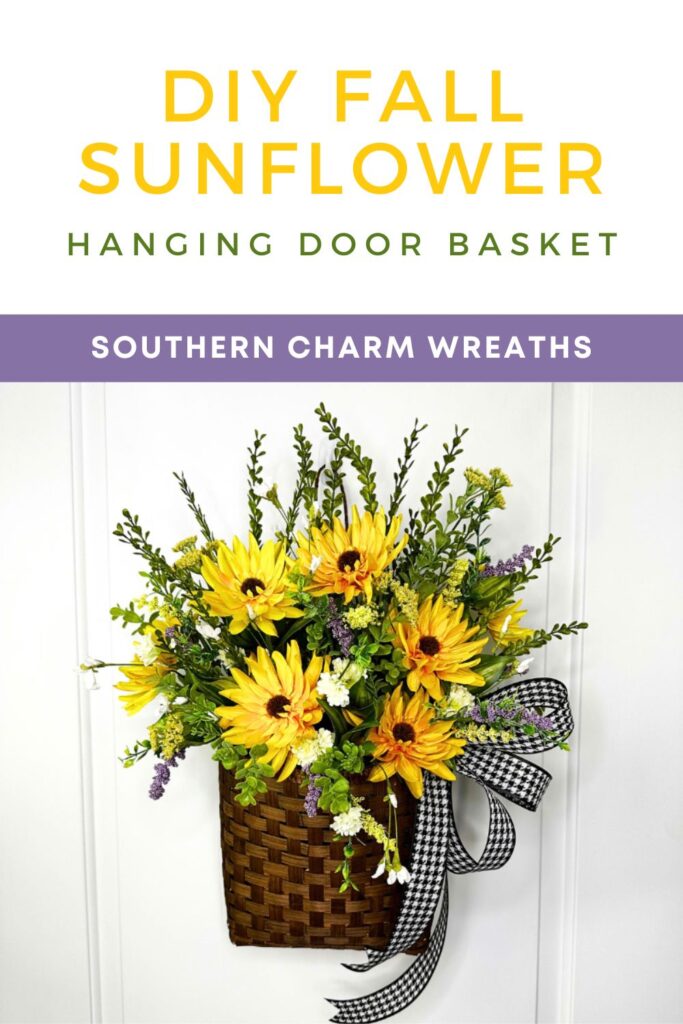 DIY Fall Sunflower Hanging Door Basket Pinterest image