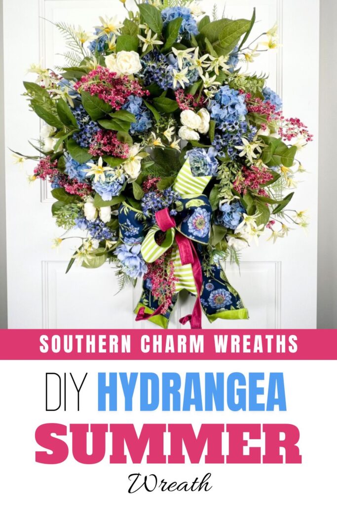 DIY hydrangea summer wreath pin