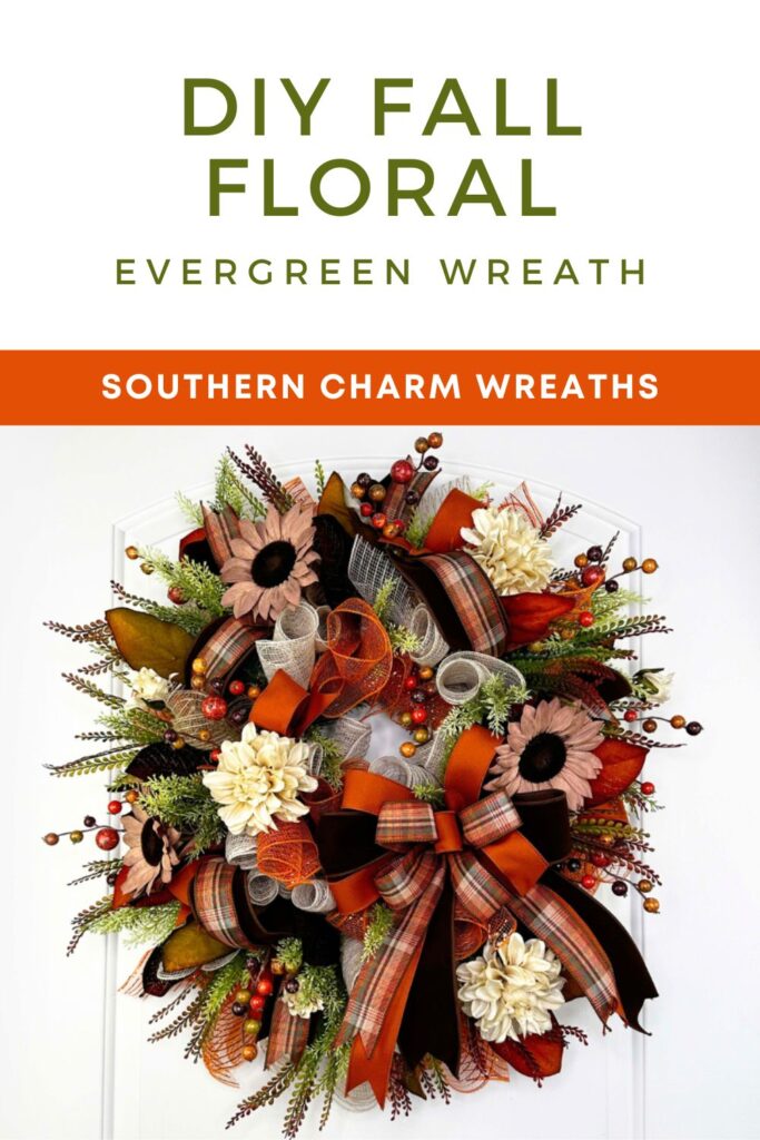 DIY fall floral evergreen wreath pin