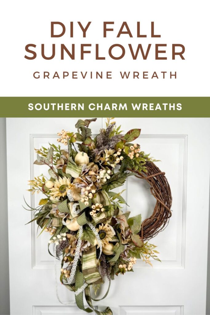 DIY fall sunflower grapevine wreath pin