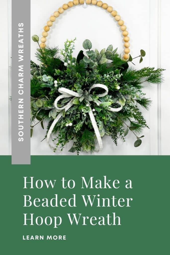 how to make a beaded winter hoop wreath