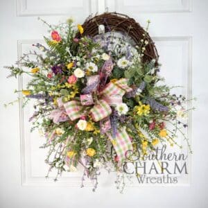 DIY Spring wildflower grapevine wreath