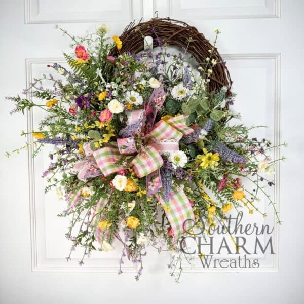 Spring Wildflower Grapevine Wreath - Southern Charm Wreaths
