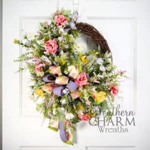 spring garden inspired rose wreath design