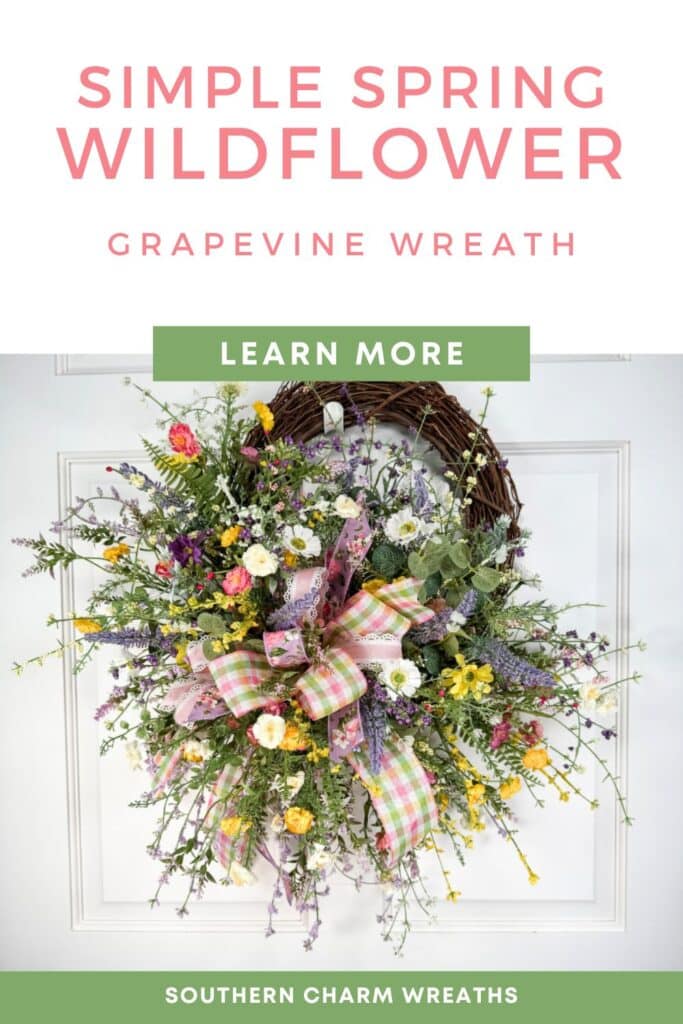 simple spring wildflower grapevine wreath pin