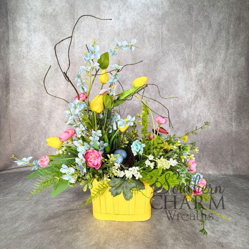 Yellow Tulip Easter Basket Arrangement