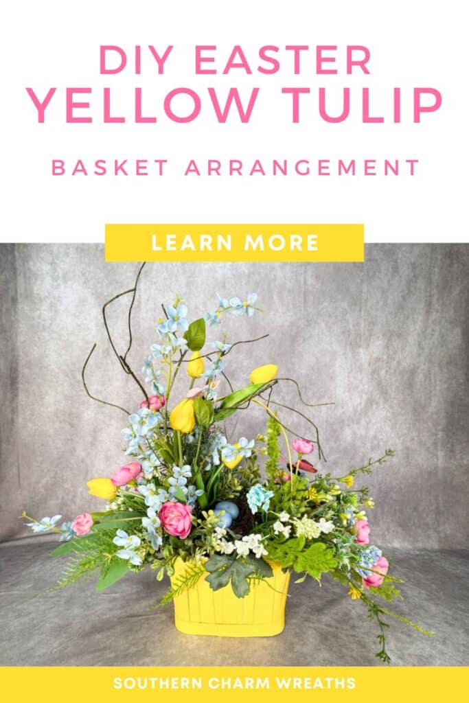 DIY Easter Yellow Tulip Basket Arrangement