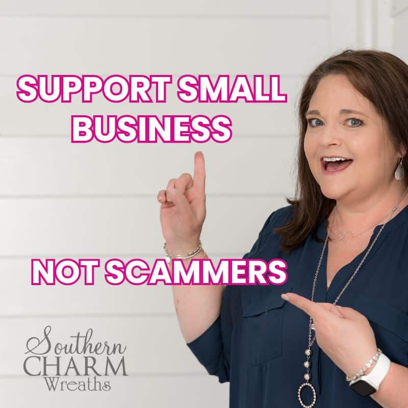 Julie pointing to support small business not scammers