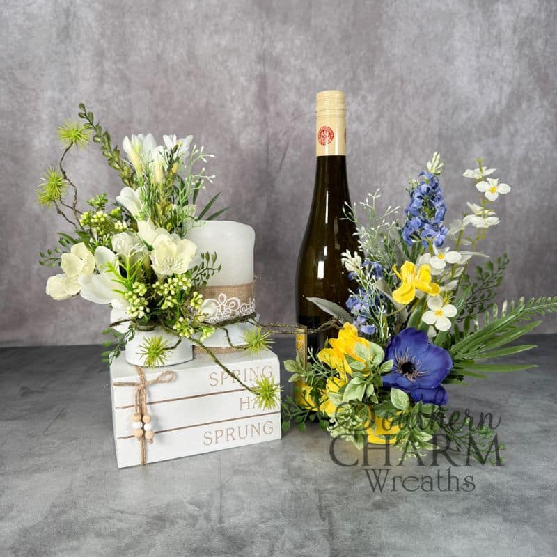 blue and yellow flower clip arrangements