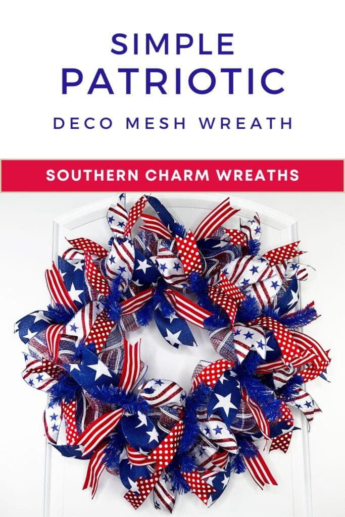 simple patriotic deco mesh wreath pin