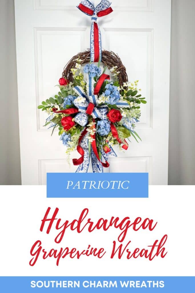 patriotic hydrangea grapevine wreath pin