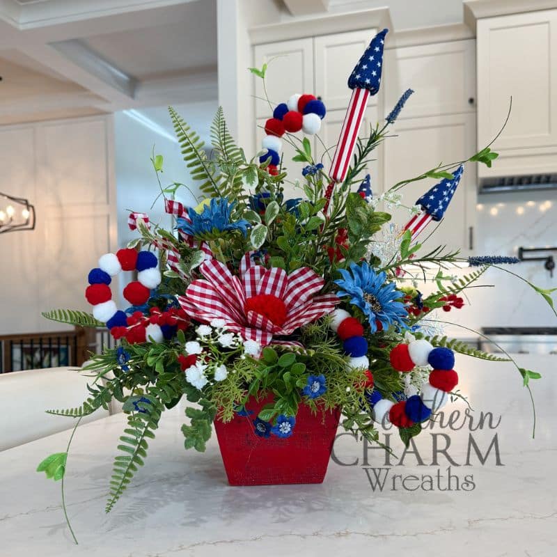 Stars Stripes Sales - Daisy Rocket Patriotic Arrangement