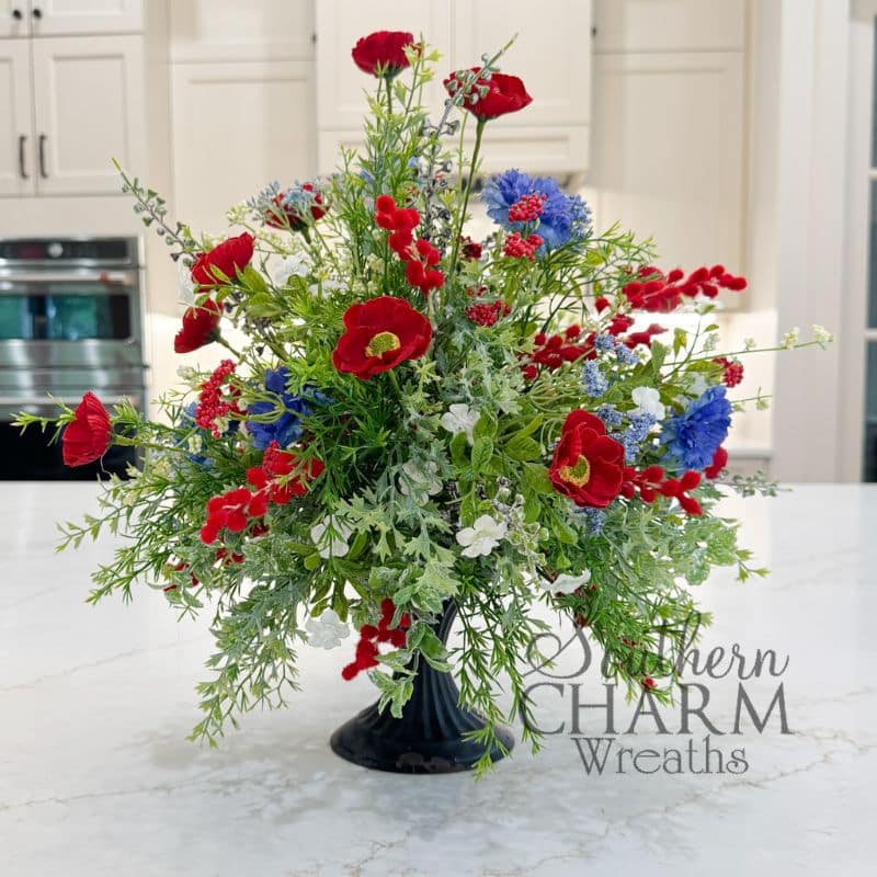 Stars Stripes Sales - Patriotic Poppy Candlestick Arrangement