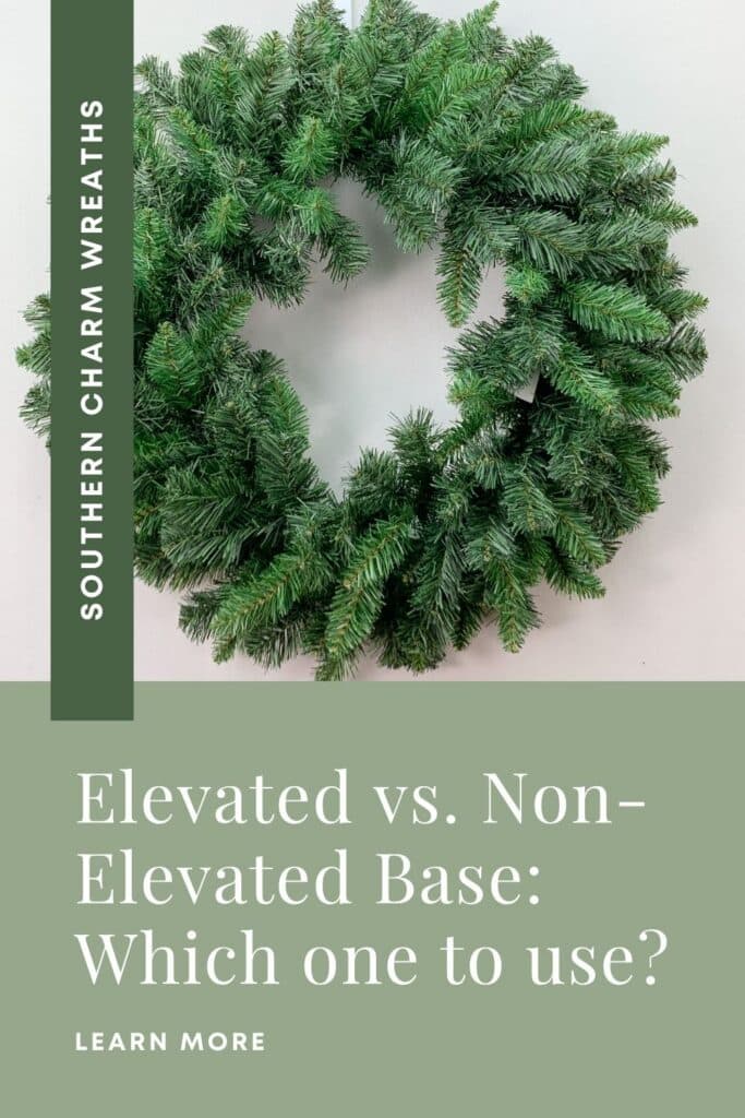 Comparison of elevated and non-elevated artificial evergreen wreath bases showing differences in greenery, fullness, and structure for wreath making.