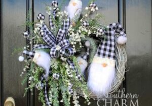 Blog - Black & White Gnome Silk Flower Christmas Grapevine Wreath
