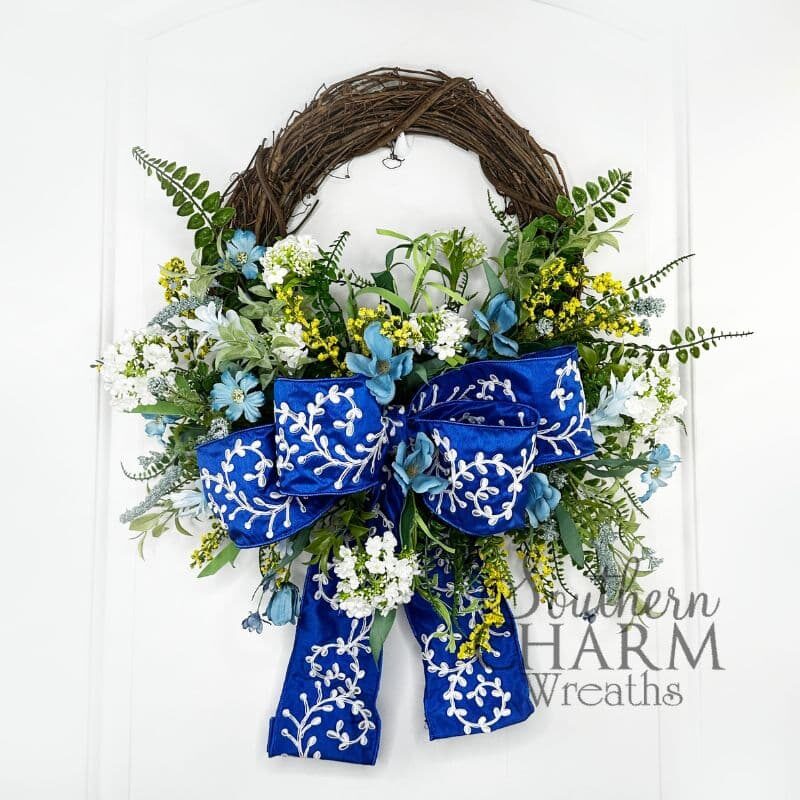 Blog - Blue Theme Spring Grapevine Wreath