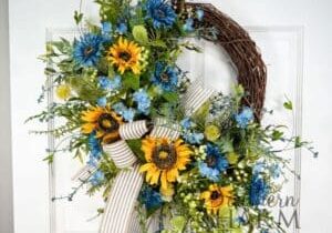 Blog - Blue & Yellow Sunflower Grapevine Wreath