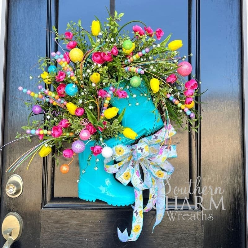 Blog-DIY-Rain-Boot-Flower-Arrangement-Wreath