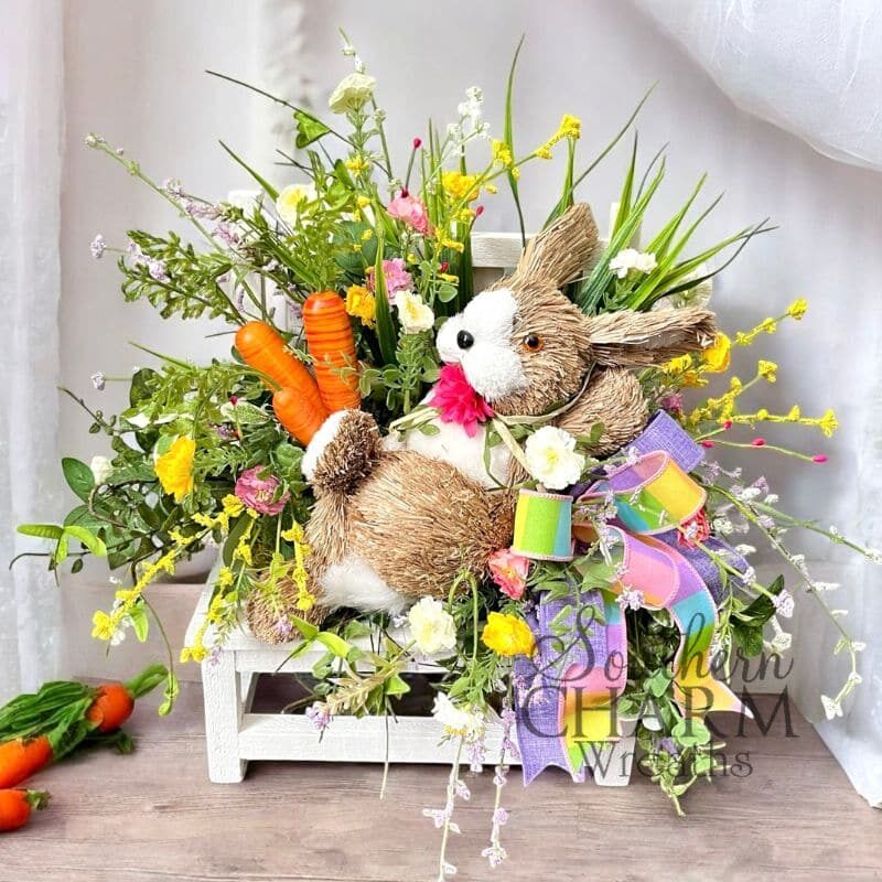 Blog - Easter Rabbit Bench Arrangement