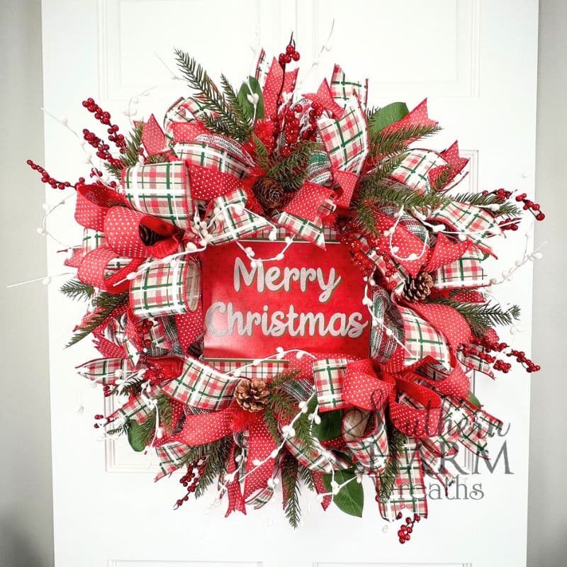 Blog - Merry Christmas Plaid Deco Mesh Wreath