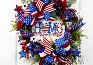 Blog - Patriotic Mesh Wreath on Evergreen