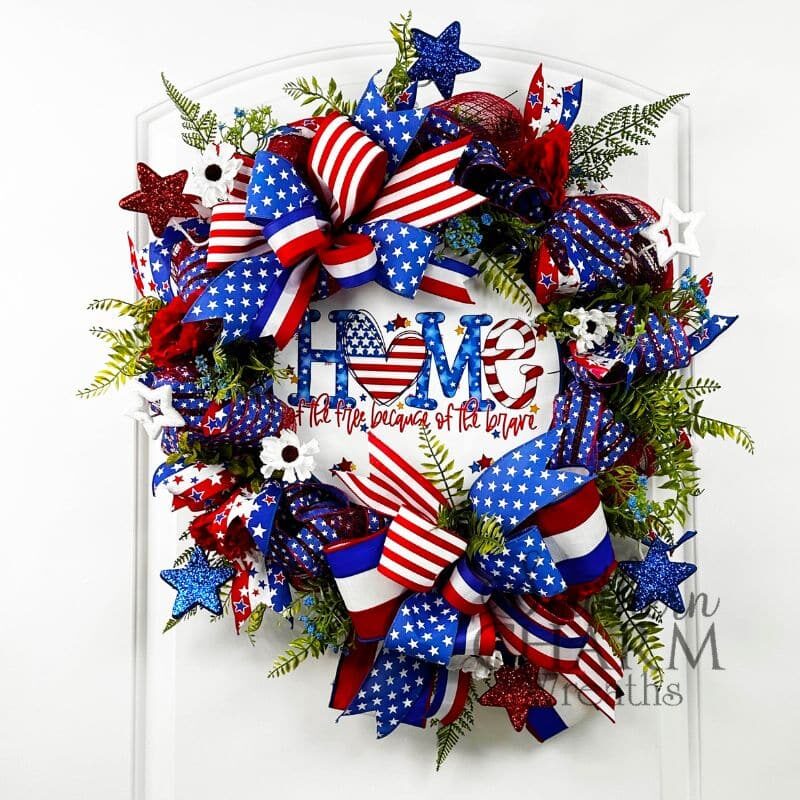 Blog - Patriotic Mesh Wreath on Evergreen