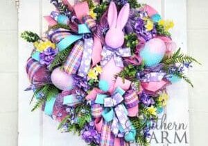 Blog - Pink Easter Bunny Deco Mesh Wreath