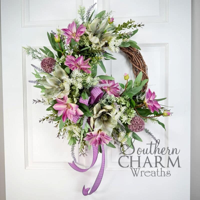Blog - Purple Clematis Magnolia Summer Grapevine Wreath