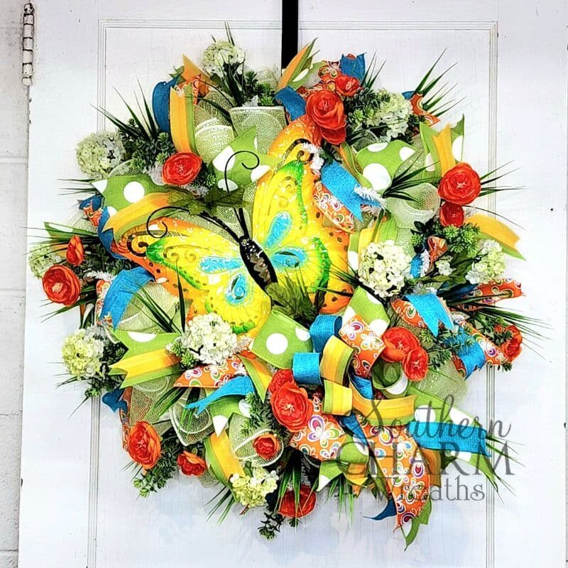 Blog - Spring Butterfly Deco Mesh Wreath