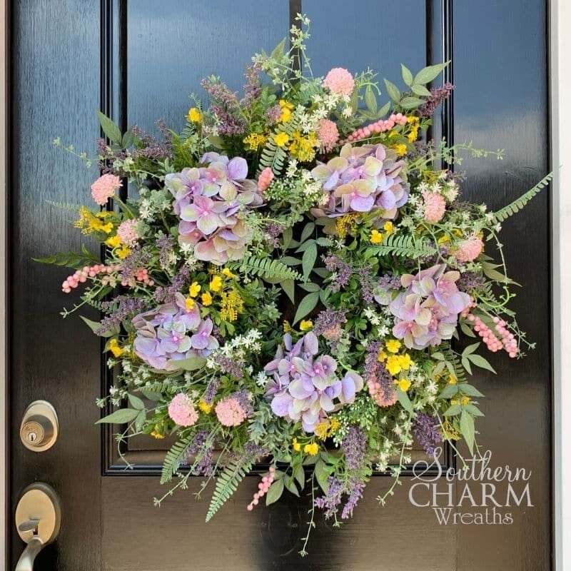 Blog - Spring Hydrangea Lavender Wreath on Grapevine