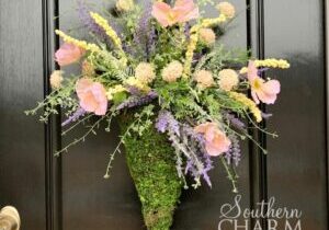 Blog - Spring Poppy Moss Covered Basket Wreath