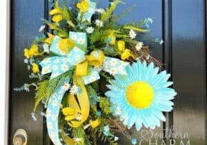 Blog - Summer Blue Yellow Daisy Wreath