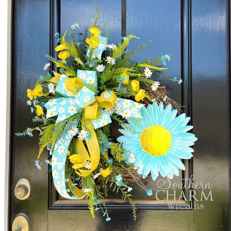 Blog - Summer Blue Yellow Daisy Wreath