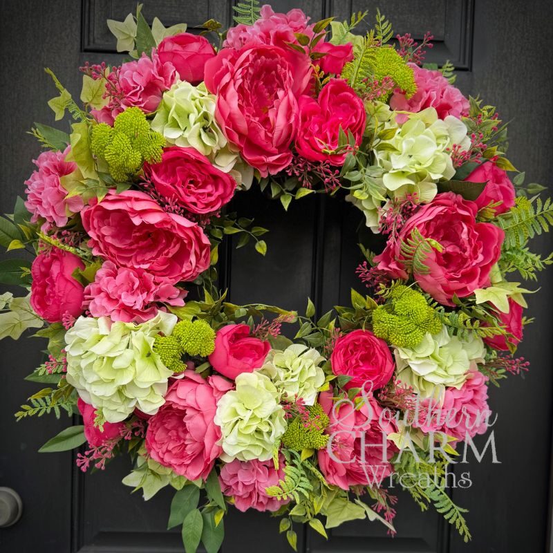 Blog - Summer Cabbage Rose & Hydrangea Wreath