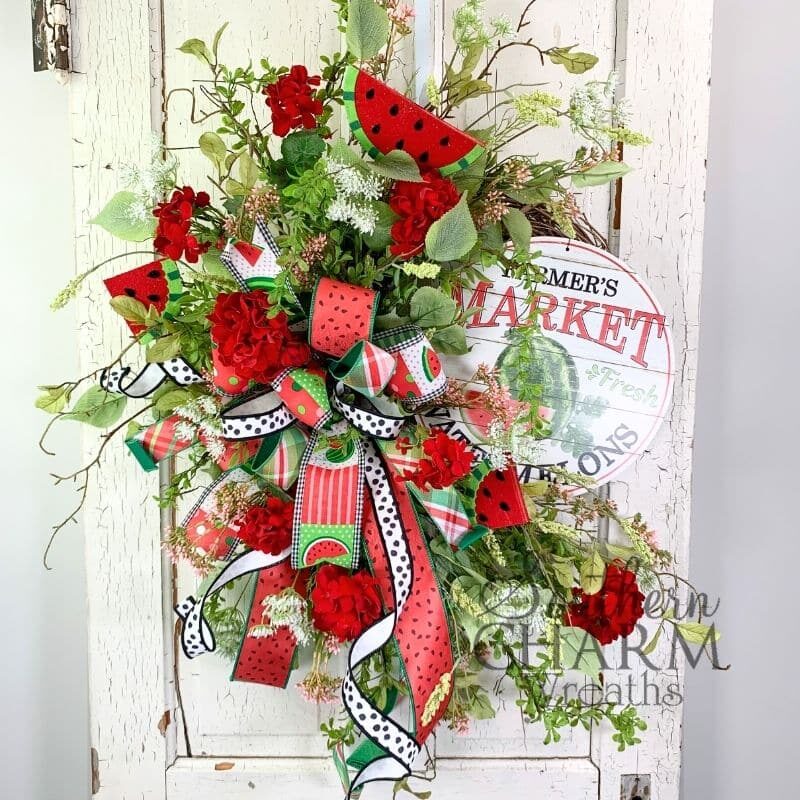 Blog - Summer Geranium Watermelon Grapevine Wreath summer geranium watermelon grapevine wreath on white door