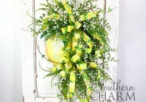 summer lemon grapevine wreath on white door