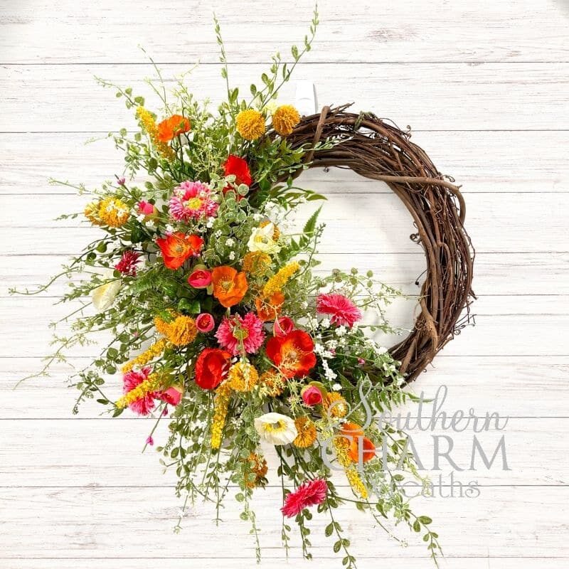 Blog - Summer Poppy Daisy Grapevine Wreath