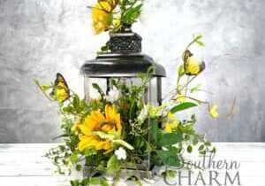 Blog - Summer Sunflower Butterfly Lantern Arrangement
